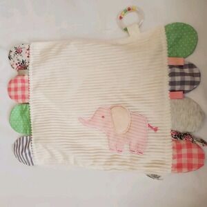 Modern Baby Security Blanket Lovie Lovey Sensory Toy Pink Elephant
